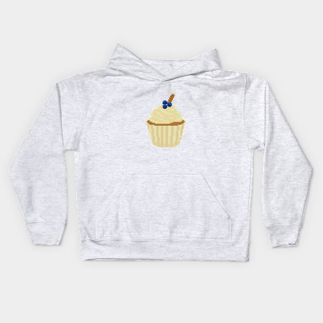 Milk Yellow cupcake pixel art Kids Hoodie by toffany's